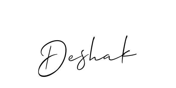 Design your own signature with our free online signature maker. With this signature software, you can create a handwritten (Allison_Script) signature for name Deshak. Deshak signature style 2 images and pictures png