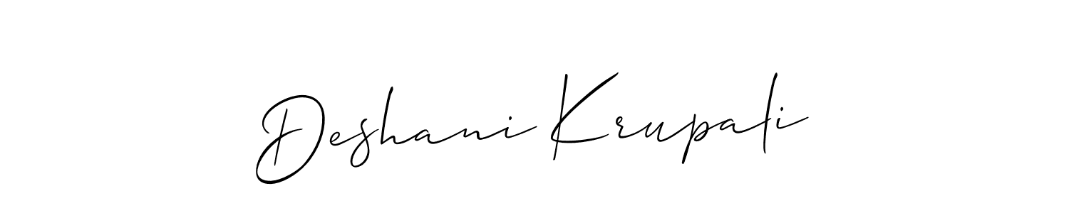 Allison_Script is a professional signature style that is perfect for those who want to add a touch of class to their signature. It is also a great choice for those who want to make their signature more unique. Get Deshani Krupali name to fancy signature for free. Deshani Krupali signature style 2 images and pictures png