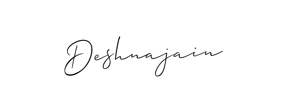 Use a signature maker to create a handwritten signature online. With this signature software, you can design (Allison_Script) your own signature for name Deshnajain. Deshnajain signature style 2 images and pictures png