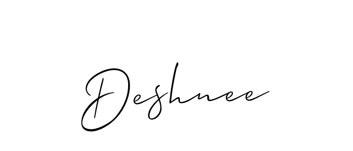 Design your own signature with our free online signature maker. With this signature software, you can create a handwritten (Allison_Script) signature for name Deshnee. Deshnee signature style 2 images and pictures png