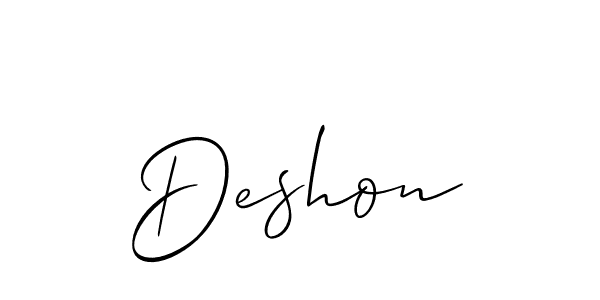 Deshon stylish signature style. Best Handwritten Sign (Allison_Script) for my name. Handwritten Signature Collection Ideas for my name Deshon. Deshon signature style 2 images and pictures png