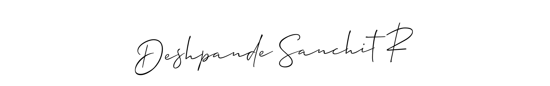 How to make Deshpande Sanchit R signature? Allison_Script is a professional autograph style. Create handwritten signature for Deshpande Sanchit R name. Deshpande Sanchit R signature style 2 images and pictures png