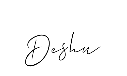 It looks lik you need a new signature style for name Deshu. Design unique handwritten (Allison_Script) signature with our free signature maker in just a few clicks. Deshu signature style 2 images and pictures png
