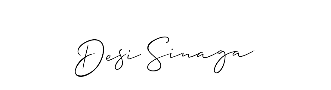 The best way (Allison_Script) to make a short signature is to pick only two or three words in your name. The name Desi Sinaga include a total of six letters. For converting this name. Desi Sinaga signature style 2 images and pictures png