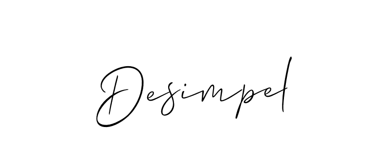 The best way (Allison_Script) to make a short signature is to pick only two or three words in your name. The name Desimpel include a total of six letters. For converting this name. Desimpel signature style 2 images and pictures png