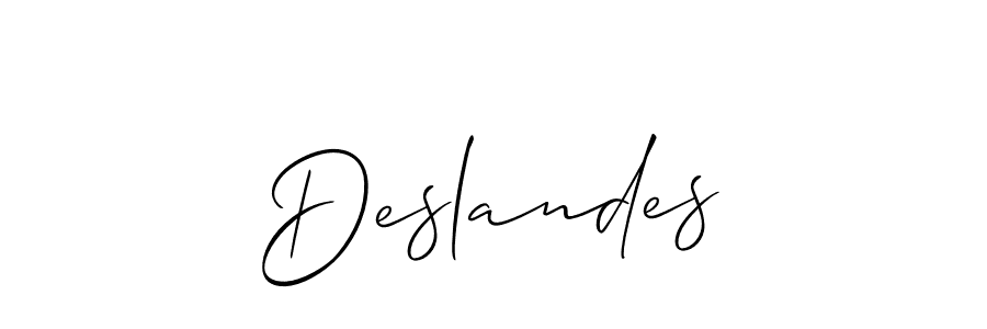 Make a beautiful signature design for name Deslandes. With this signature (Allison_Script) style, you can create a handwritten signature for free. Deslandes signature style 2 images and pictures png