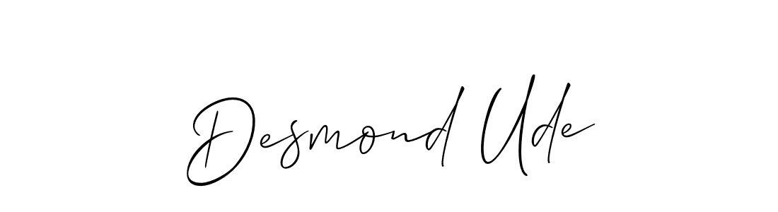 It looks lik you need a new signature style for name Desmond Ude. Design unique handwritten (Allison_Script) signature with our free signature maker in just a few clicks. Desmond Ude signature style 2 images and pictures png