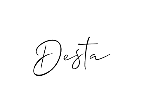 Design your own signature with our free online signature maker. With this signature software, you can create a handwritten (Allison_Script) signature for name Desta. Desta signature style 2 images and pictures png