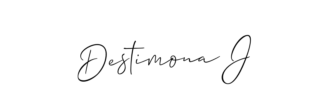 The best way (Allison_Script) to make a short signature is to pick only two or three words in your name. The name Destimona J include a total of six letters. For converting this name. Destimona J signature style 2 images and pictures png