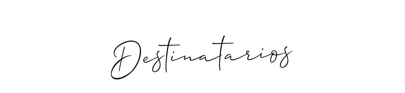 The best way (Allison_Script) to make a short signature is to pick only two or three words in your name. The name Destinatarios include a total of six letters. For converting this name. Destinatarios signature style 2 images and pictures png