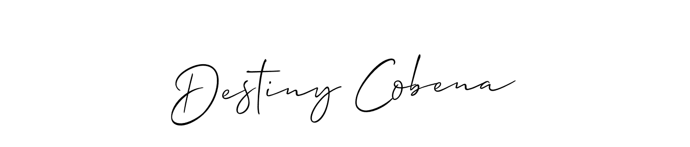 The best way (Allison_Script) to make a short signature is to pick only two or three words in your name. The name Destiny Cobena include a total of six letters. For converting this name. Destiny Cobena signature style 2 images and pictures png