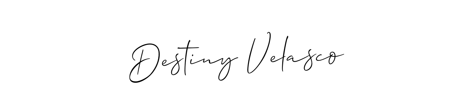 Create a beautiful signature design for name Destiny Velasco. With this signature (Allison_Script) fonts, you can make a handwritten signature for free. Destiny Velasco signature style 2 images and pictures png
