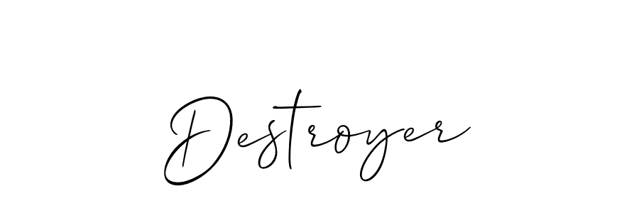 Allison_Script is a professional signature style that is perfect for those who want to add a touch of class to their signature. It is also a great choice for those who want to make their signature more unique. Get Destroyer name to fancy signature for free. Destroyer signature style 2 images and pictures png