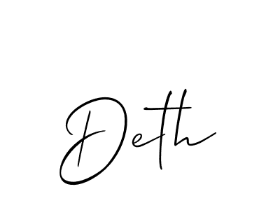 The best way (Allison_Script) to make a short signature is to pick only two or three words in your name. The name Deth include a total of six letters. For converting this name. Deth signature style 2 images and pictures png