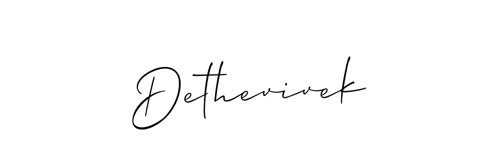 Use a signature maker to create a handwritten signature online. With this signature software, you can design (Allison_Script) your own signature for name Dethevivek. Dethevivek signature style 2 images and pictures png