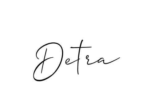 The best way (Allison_Script) to make a short signature is to pick only two or three words in your name. The name Detra include a total of six letters. For converting this name. Detra signature style 2 images and pictures png