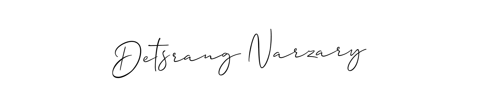 Allison_Script is a professional signature style that is perfect for those who want to add a touch of class to their signature. It is also a great choice for those who want to make their signature more unique. Get Detsrang Narzary name to fancy signature for free. Detsrang Narzary signature style 2 images and pictures png