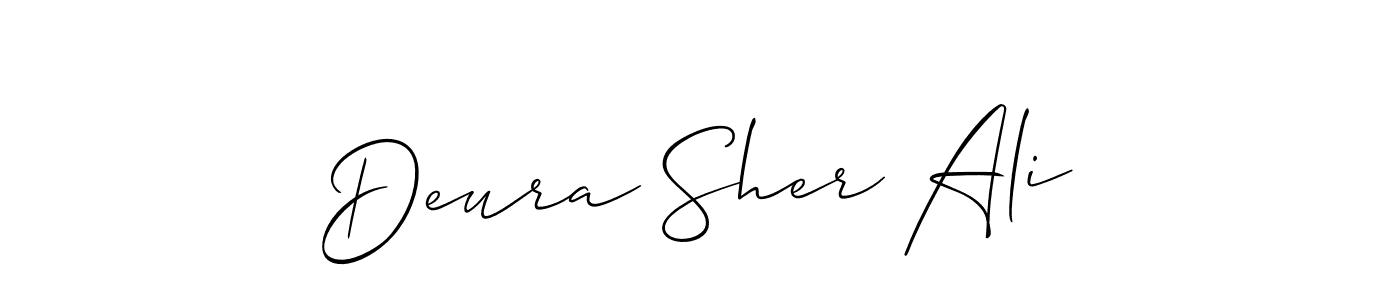 It looks lik you need a new signature style for name Deura Sher Ali. Design unique handwritten (Allison_Script) signature with our free signature maker in just a few clicks. Deura Sher Ali signature style 2 images and pictures png