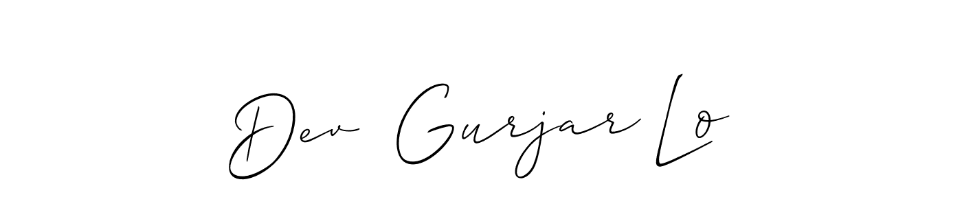 Use a signature maker to create a handwritten signature online. With this signature software, you can design (Allison_Script) your own signature for name Dev  Gurjar Lo. Dev  Gurjar Lo signature style 2 images and pictures png