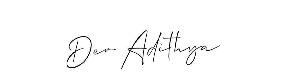 You should practise on your own different ways (Allison_Script) to write your name (Dev Adithya) in signature. don't let someone else do it for you. Dev Adithya signature style 2 images and pictures png