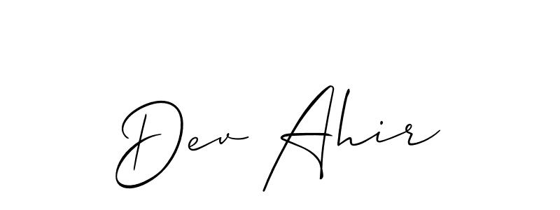 Make a beautiful signature design for name Dev Ahir. With this signature (Allison_Script) style, you can create a handwritten signature for free. Dev Ahir signature style 2 images and pictures png