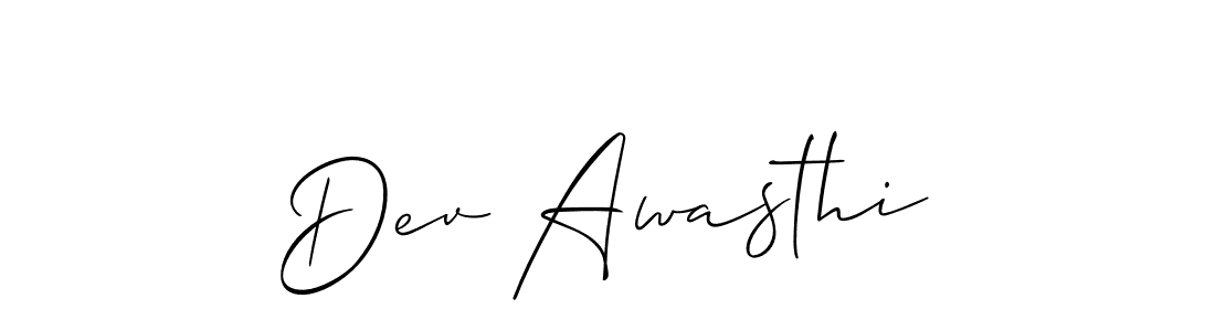 You should practise on your own different ways (Allison_Script) to write your name (Dev Awasthi) in signature. don't let someone else do it for you. Dev Awasthi signature style 2 images and pictures png