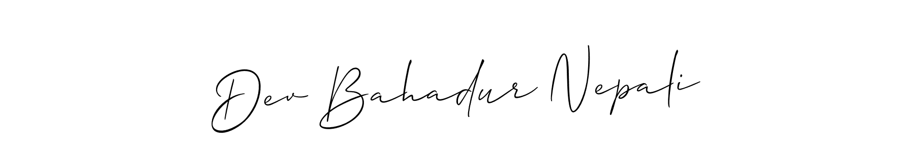 How to make Dev Bahadur Nepali signature? Allison_Script is a professional autograph style. Create handwritten signature for Dev Bahadur Nepali name. Dev Bahadur Nepali signature style 2 images and pictures png