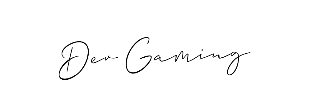 Use a signature maker to create a handwritten signature online. With this signature software, you can design (Allison_Script) your own signature for name Dev Gaming. Dev Gaming signature style 2 images and pictures png