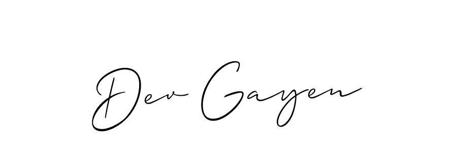 Dev Gayen stylish signature style. Best Handwritten Sign (Allison_Script) for my name. Handwritten Signature Collection Ideas for my name Dev Gayen. Dev Gayen signature style 2 images and pictures png