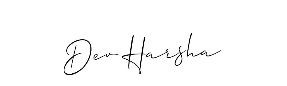 The best way (Allison_Script) to make a short signature is to pick only two or three words in your name. The name Dev Harsha include a total of six letters. For converting this name. Dev Harsha signature style 2 images and pictures png