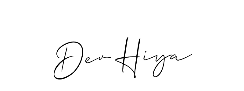 Make a beautiful signature design for name Dev Hiya. With this signature (Allison_Script) style, you can create a handwritten signature for free. Dev Hiya signature style 2 images and pictures png