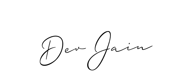 Make a beautiful signature design for name Dev Jain. With this signature (Allison_Script) style, you can create a handwritten signature for free. Dev Jain signature style 2 images and pictures png