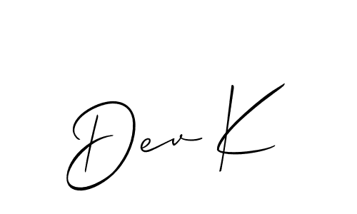 Use a signature maker to create a handwritten signature online. With this signature software, you can design (Allison_Script) your own signature for name Dev K. Dev K signature style 2 images and pictures png