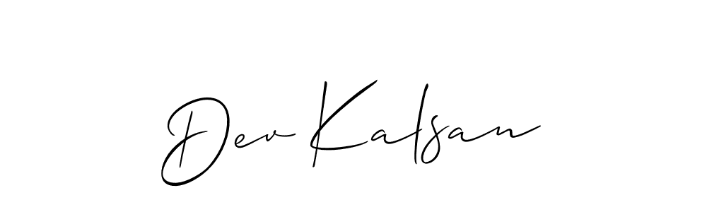 Make a short Dev Kalsan signature style. Manage your documents anywhere anytime using Allison_Script. Create and add eSignatures, submit forms, share and send files easily. Dev Kalsan signature style 2 images and pictures png