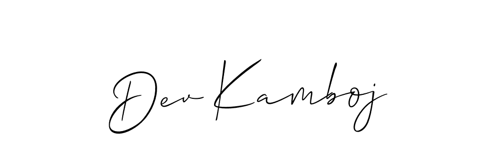 How to make Dev Kamboj name signature. Use Allison_Script style for creating short signs online. This is the latest handwritten sign. Dev Kamboj signature style 2 images and pictures png