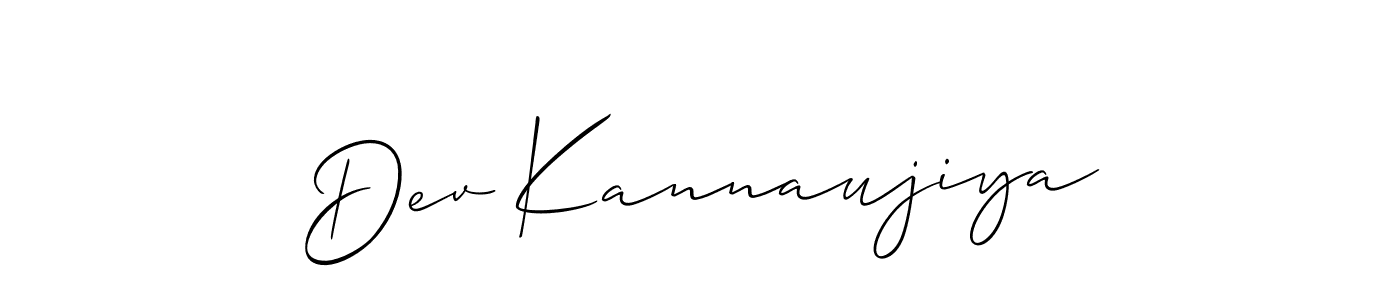 Make a beautiful signature design for name Dev Kannaujiya. With this signature (Allison_Script) style, you can create a handwritten signature for free. Dev Kannaujiya signature style 2 images and pictures png