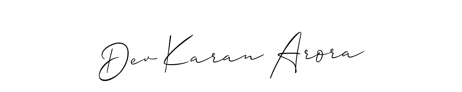 Use a signature maker to create a handwritten signature online. With this signature software, you can design (Allison_Script) your own signature for name Dev Karan Arora. Dev Karan Arora signature style 2 images and pictures png