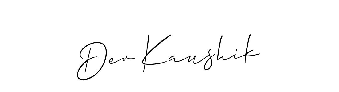 Also we have Dev Kaushik name is the best signature style. Create professional handwritten signature collection using Allison_Script autograph style. Dev Kaushik signature style 2 images and pictures png