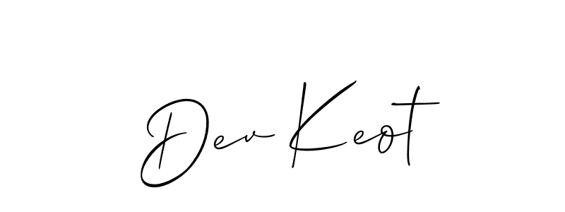 Make a beautiful signature design for name Dev Keot. With this signature (Allison_Script) style, you can create a handwritten signature for free. Dev Keot signature style 2 images and pictures png