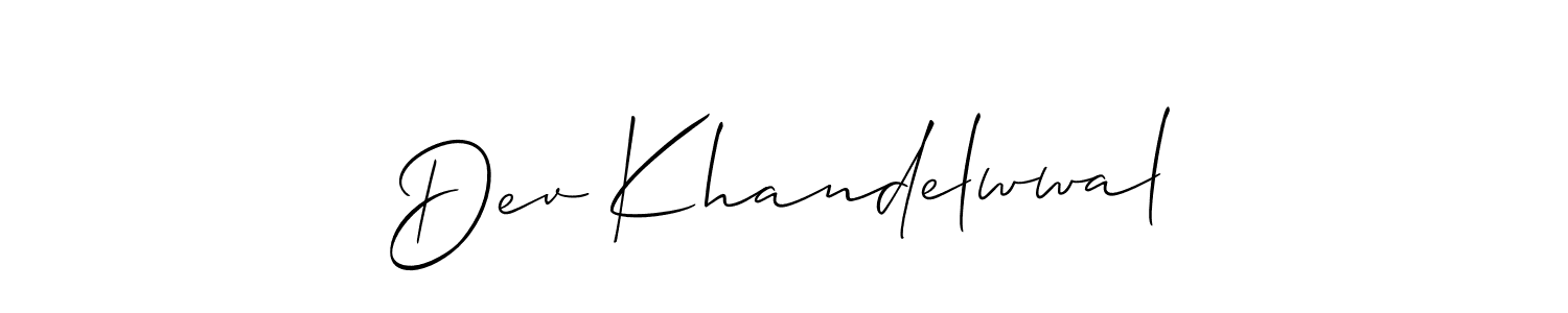 if you are searching for the best signature style for your name Dev Khandelwwal. so please give up your signature search. here we have designed multiple signature styles  using Allison_Script. Dev Khandelwwal signature style 2 images and pictures png