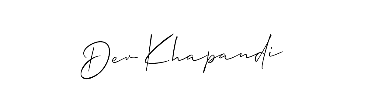 Allison_Script is a professional signature style that is perfect for those who want to add a touch of class to their signature. It is also a great choice for those who want to make their signature more unique. Get Dev Khapandi name to fancy signature for free. Dev Khapandi signature style 2 images and pictures png