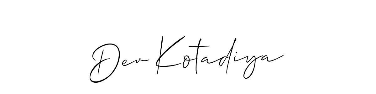 You should practise on your own different ways (Allison_Script) to write your name (Dev Kotadiya) in signature. don't let someone else do it for you. Dev Kotadiya signature style 2 images and pictures png