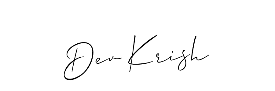 Also we have Dev Krish name is the best signature style. Create professional handwritten signature collection using Allison_Script autograph style. Dev Krish signature style 2 images and pictures png