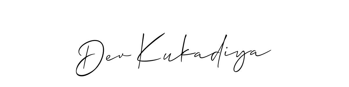 Make a short Dev Kukadiya signature style. Manage your documents anywhere anytime using Allison_Script. Create and add eSignatures, submit forms, share and send files easily. Dev Kukadiya signature style 2 images and pictures png