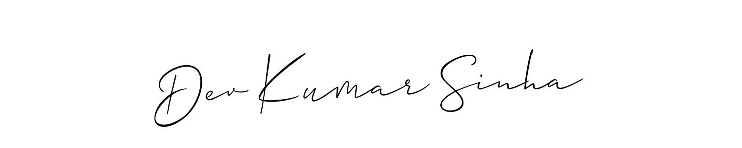 It looks lik you need a new signature style for name Dev Kumar Sinha. Design unique handwritten (Allison_Script) signature with our free signature maker in just a few clicks. Dev Kumar Sinha signature style 2 images and pictures png