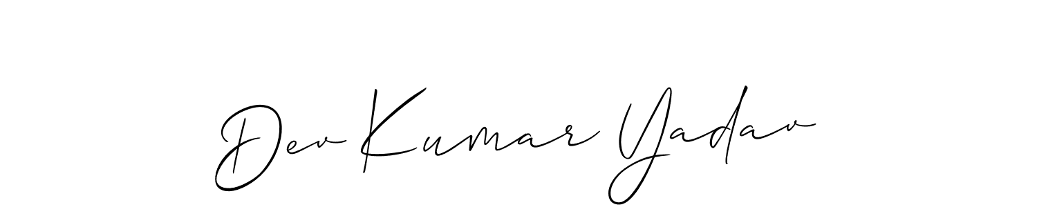 Use a signature maker to create a handwritten signature online. With this signature software, you can design (Allison_Script) your own signature for name Dev Kumar Yadav. Dev Kumar Yadav signature style 2 images and pictures png