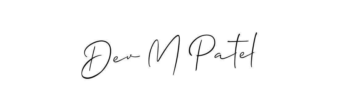 The best way (Allison_Script) to make a short signature is to pick only two or three words in your name. The name Dev M Patel include a total of six letters. For converting this name. Dev M Patel signature style 2 images and pictures png