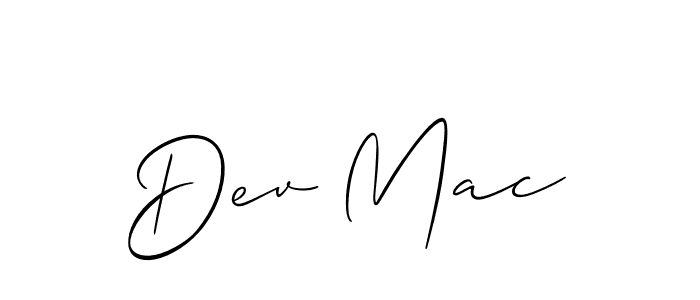 Use a signature maker to create a handwritten signature online. With this signature software, you can design (Allison_Script) your own signature for name Dev Mac. Dev Mac signature style 2 images and pictures png