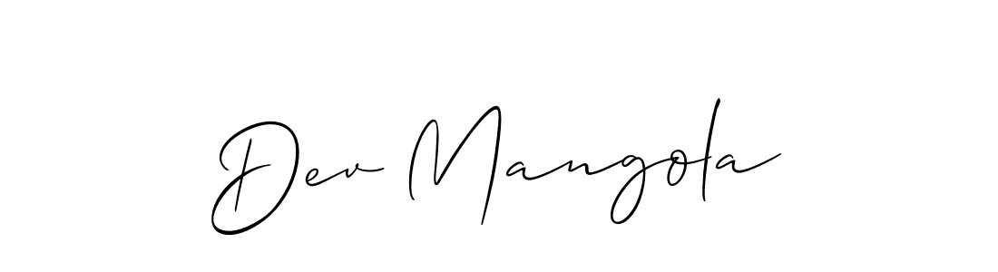 How to make Dev Mangola name signature. Use Allison_Script style for creating short signs online. This is the latest handwritten sign. Dev Mangola signature style 2 images and pictures png