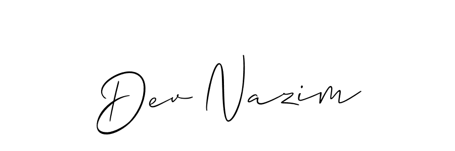 It looks lik you need a new signature style for name Dev Nazim. Design unique handwritten (Allison_Script) signature with our free signature maker in just a few clicks. Dev Nazim signature style 2 images and pictures png